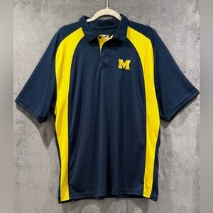 Michigan Wolverines Polo shirt Men's XL Blue J. America Performance Outdoor Golf
